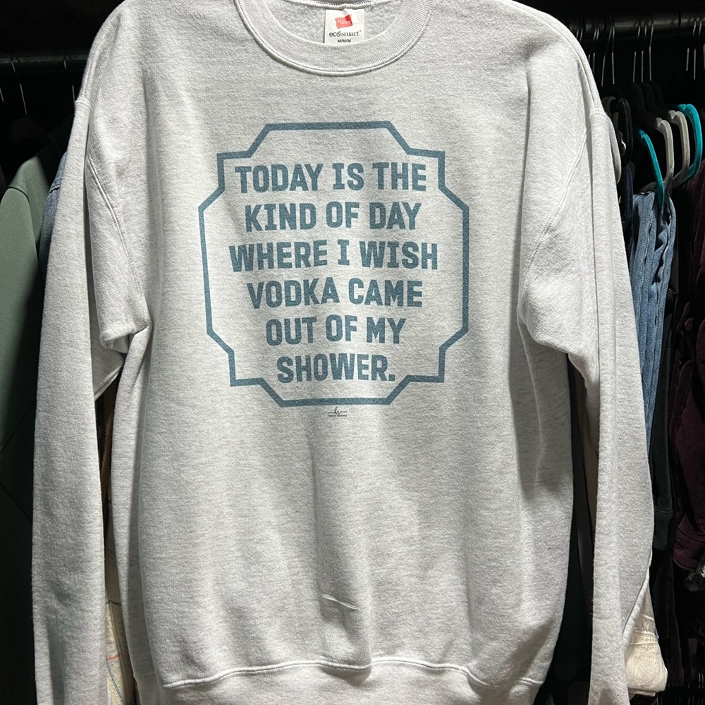 Hanes Light Gray Crewneck Sweater with Fun Print